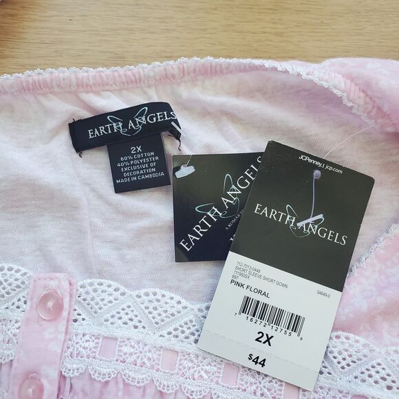 NEW Earth Angels Plus Size Pink Floral Nightgown - Picture 6 of 6